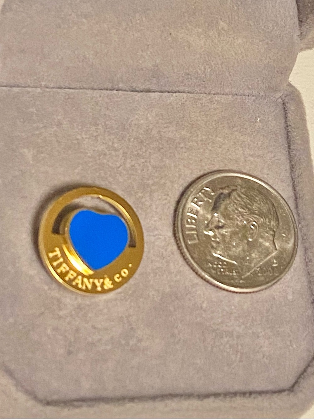 Fashion Jewelry 14K Gold Plated Luxury Stud Earrings with Blue Heart Enamel - Picture 3 of 5
